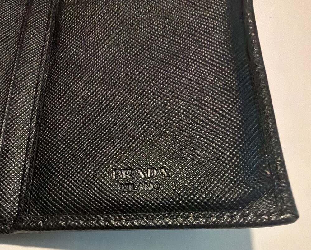 Prada Black Saffiano Leather Long Bifold Wallet with Box and Cards - Picture 6 of 8